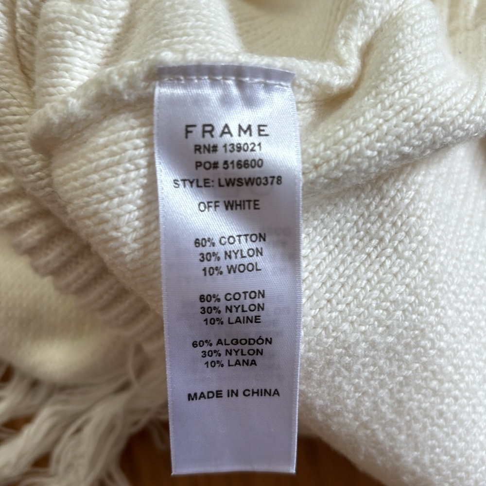 Frame off white fringed long sleeve sweater. - Picture 7 of 10